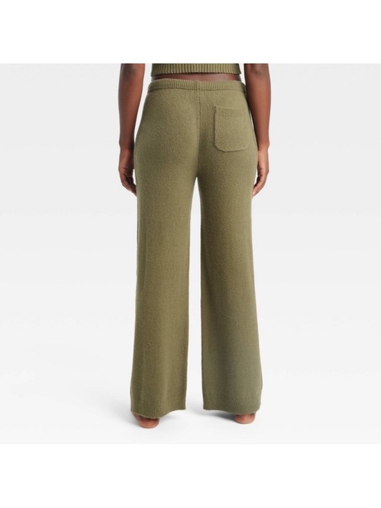 Auden Women’s Olive Green Open-Front Robe Cardigan + Wide-Leg Pant Set Size M/L - Picture 4 of 11